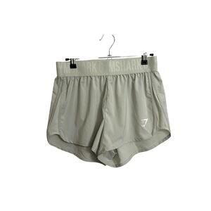 Gymshark Shorts Womens Small Sage Green Training Loose Fit Jacquard Waistband